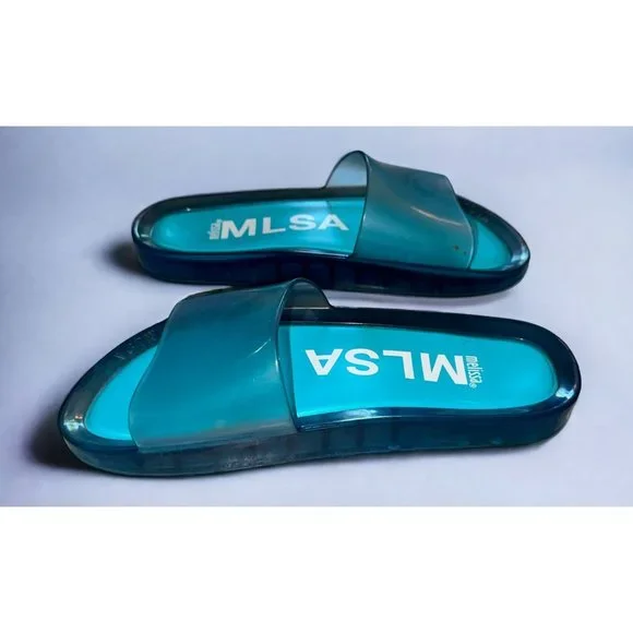 Melissa Shoes Melissa Mlsa Blue Clear Jelly Beach Slides Size